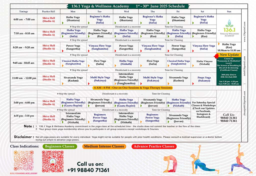 June 2025 Schedule Web - 136 Point 1 Yoga - www.136point1yoga.com