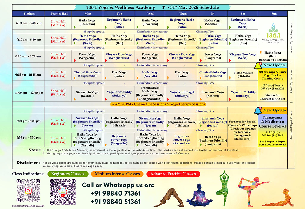 136point1yoga May 26 Schedule